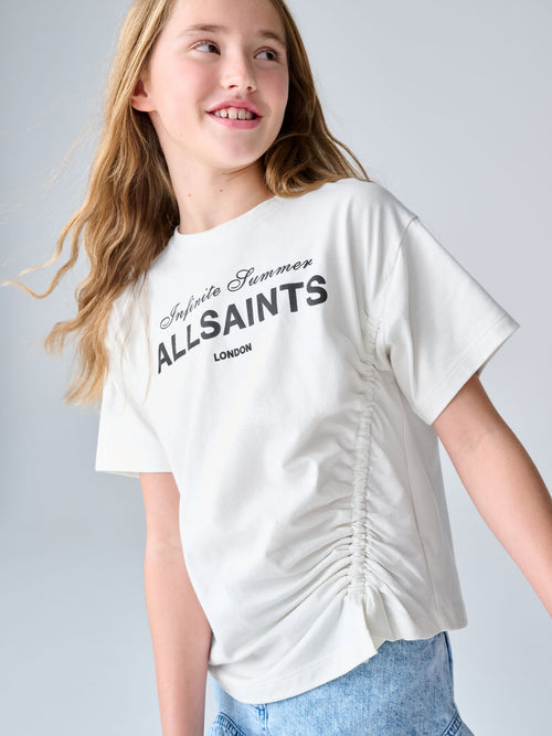 smALLSAINTS White/Soleil Graphic Ruched Oversized Crew T-Shirt - image 1