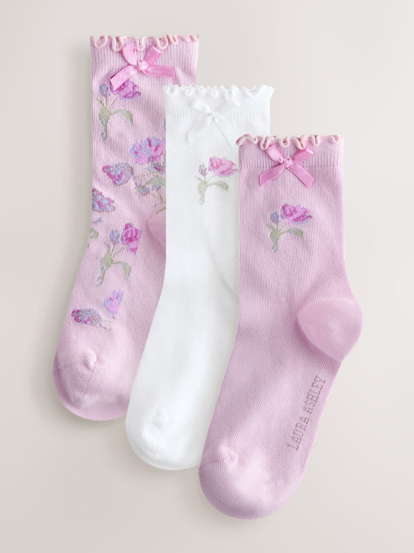 Laura Ashley Multi Floral Scalloped Edge Socks 3 Pack image 1