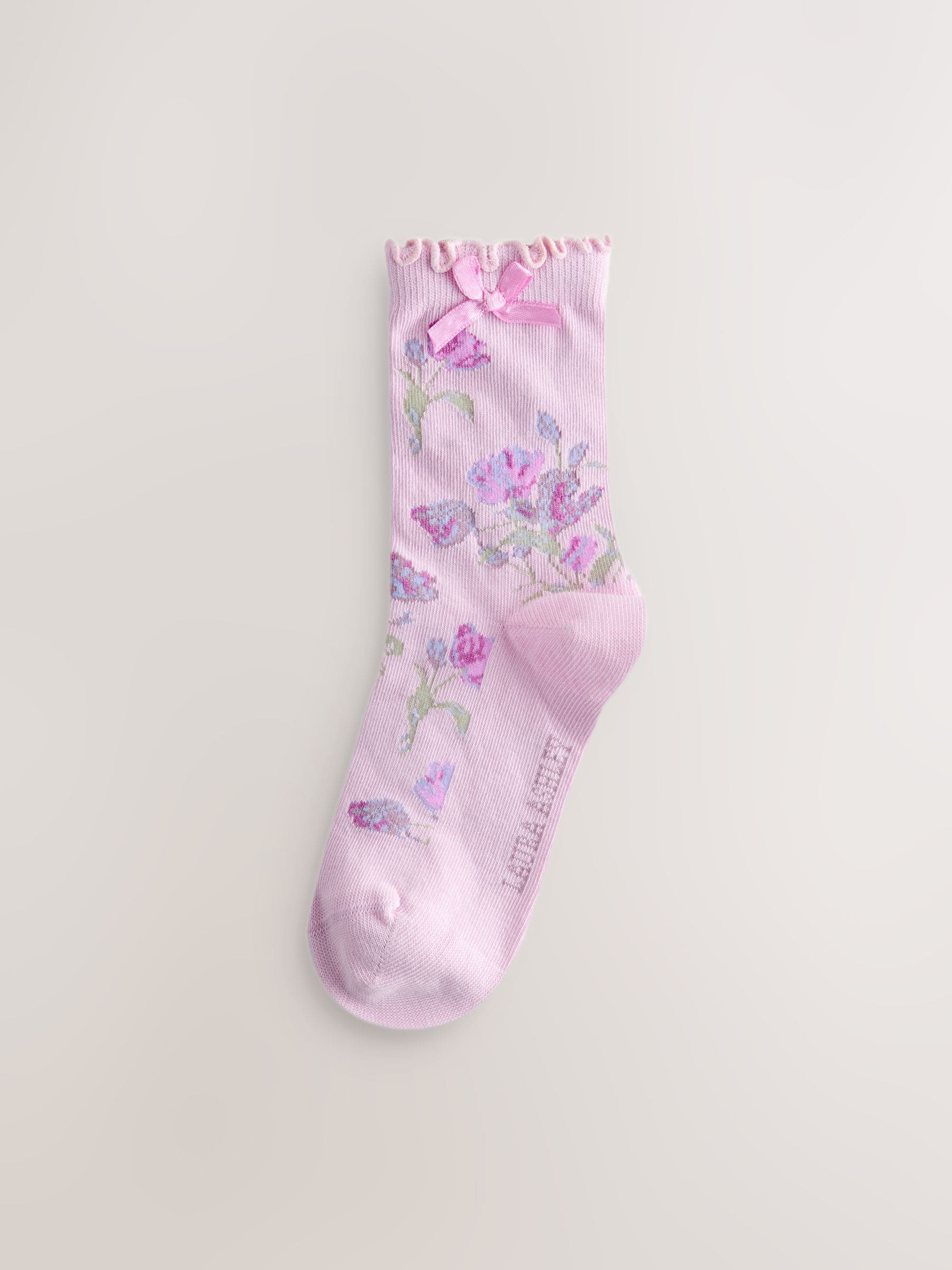 Laura Ashley Multi Floral Scalloped Edge Socks 3 Pack image 2
