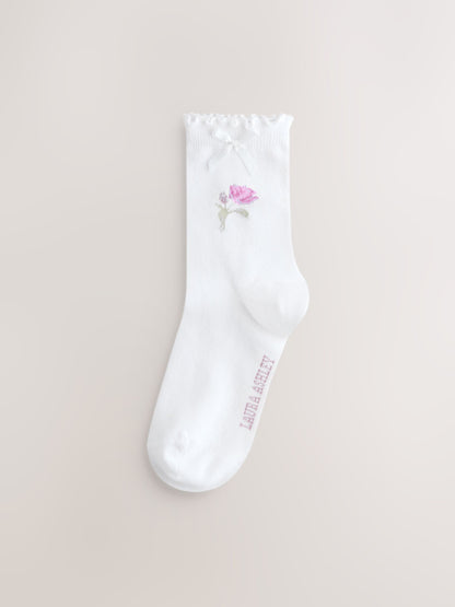 Laura Ashley Multi Floral Scalloped Edge Socks 3 Pack image 3