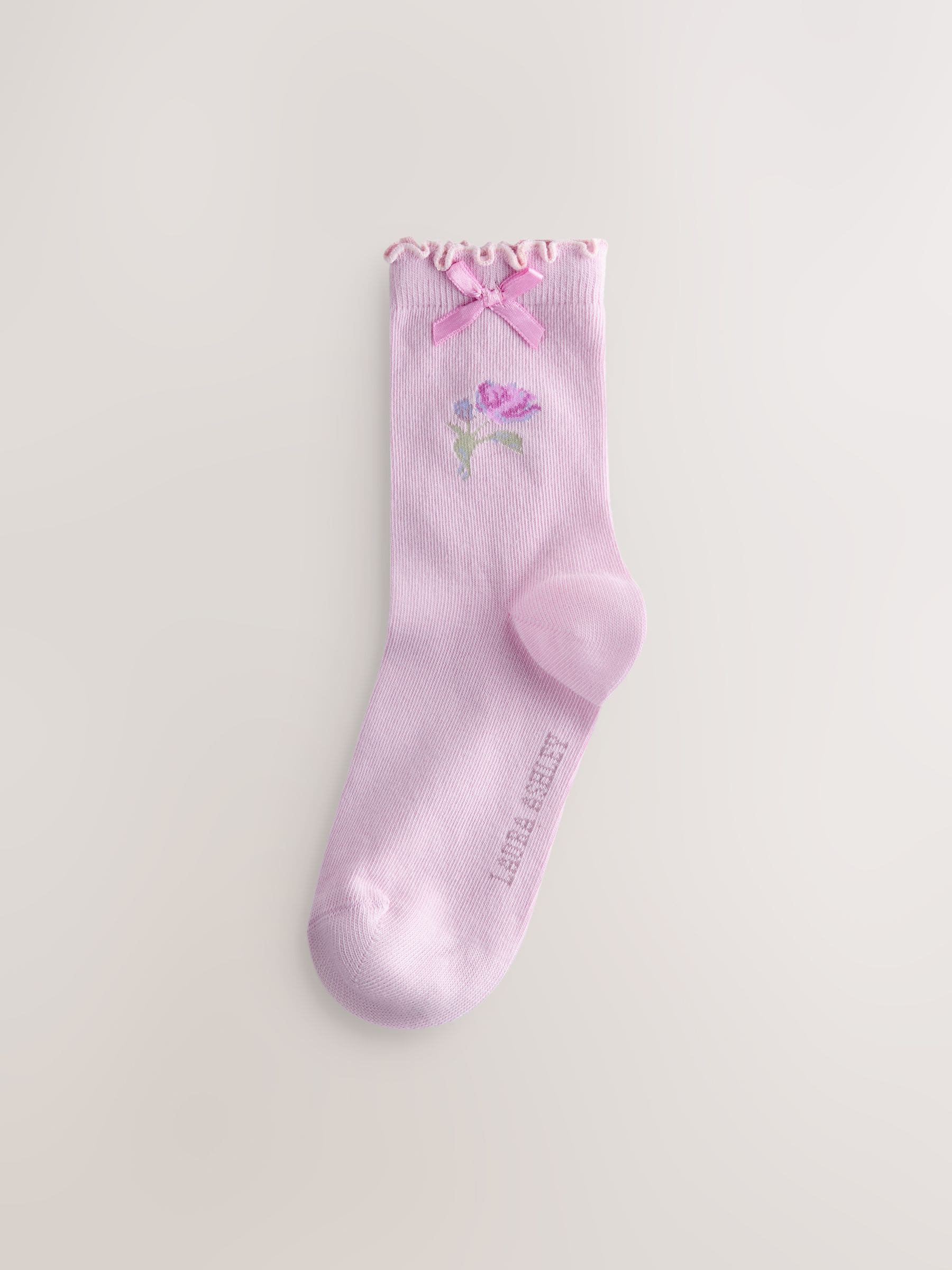Laura Ashley Multi Floral Scalloped Edge Socks 3 Pack image 4