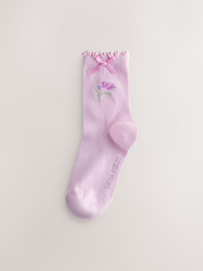 Laura Ashley Multi Floral Scalloped Edge Socks 3 Pack image 4
