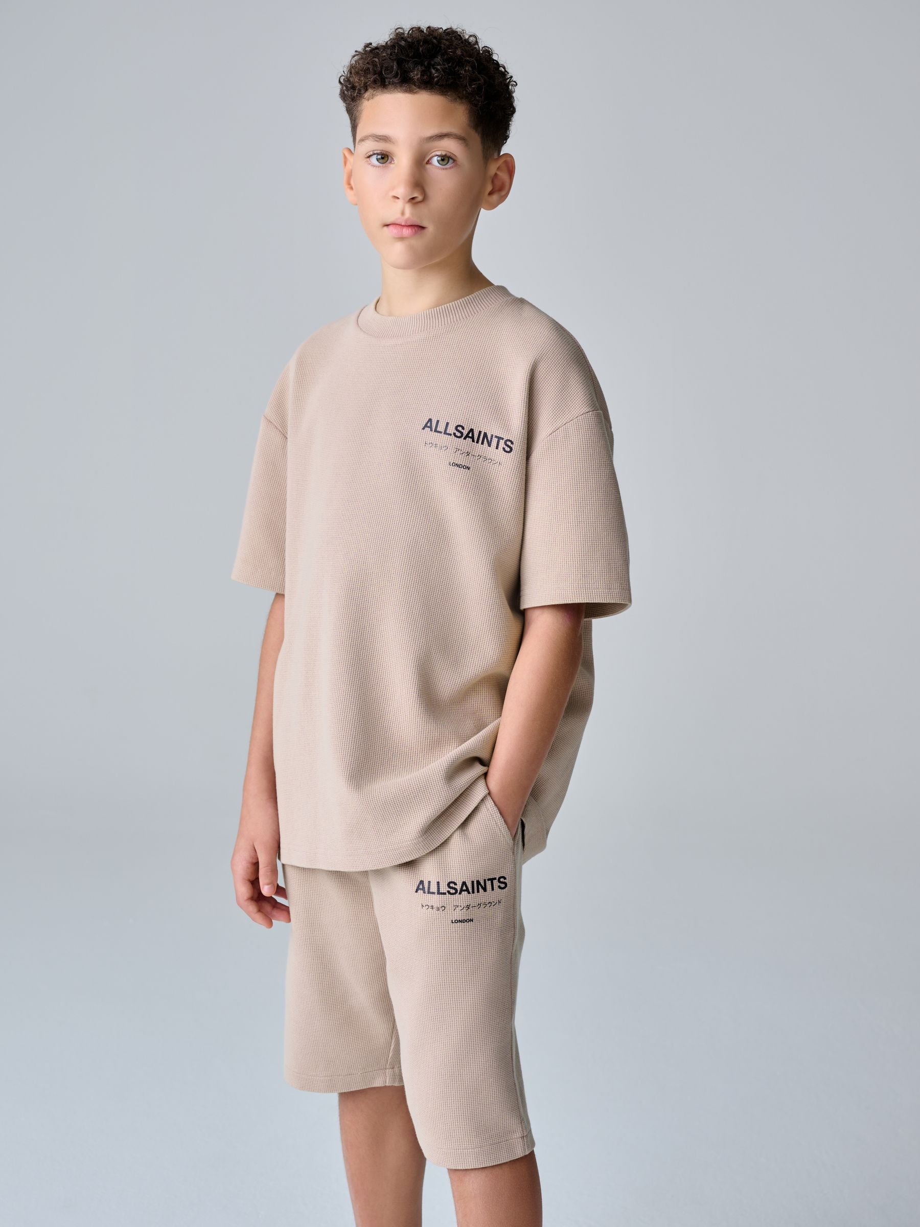 Dsiney Kidz - smALLSAINTS Neutral/Waffle Underground T-Shirt and Sweat Shorts Set image 1