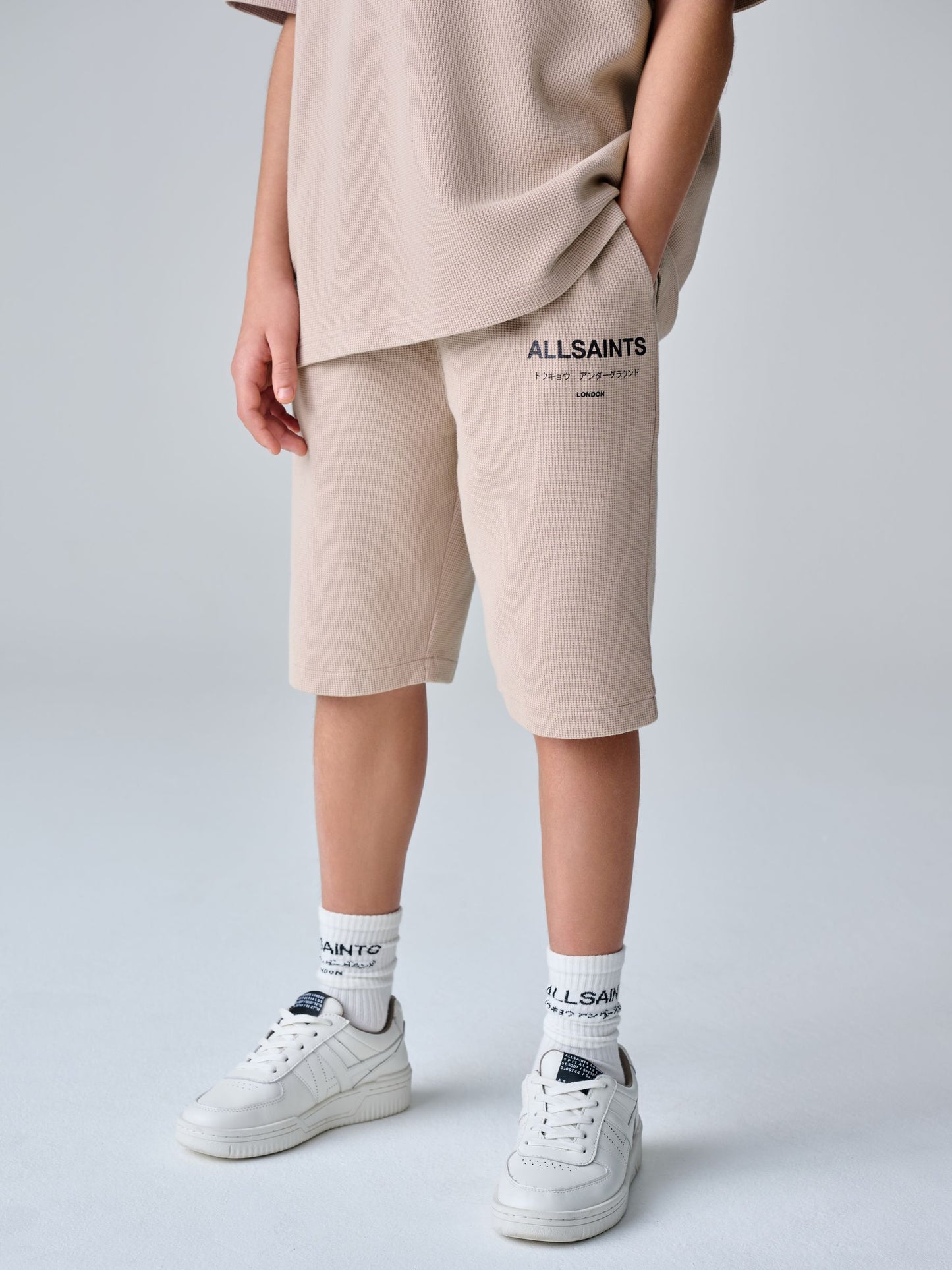 Dsiney Kidz - smALLSAINTS Neutral/Waffle Underground T-Shirt and Sweat Shorts Set image 2