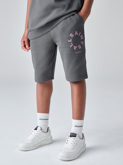 Dsiney Kidz - smALLSAINTS Charcoal Grey Tierra Oversized Short Sleeve Hoodie and Shorts Set image 5