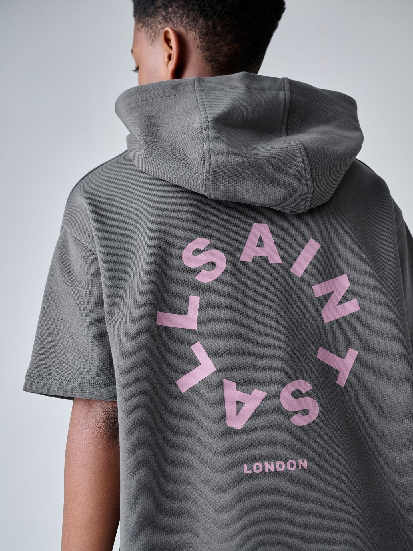 Dsiney Kidz - smALLSAINTS Charcoal Grey Tierra Oversized Short Sleeve Hoodie and Shorts Set image 6