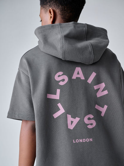 Dsiney Kidz - smALLSAINTS Charcoal Grey Tierra Oversized Short Sleeve Hoodie and Shorts Set image 6