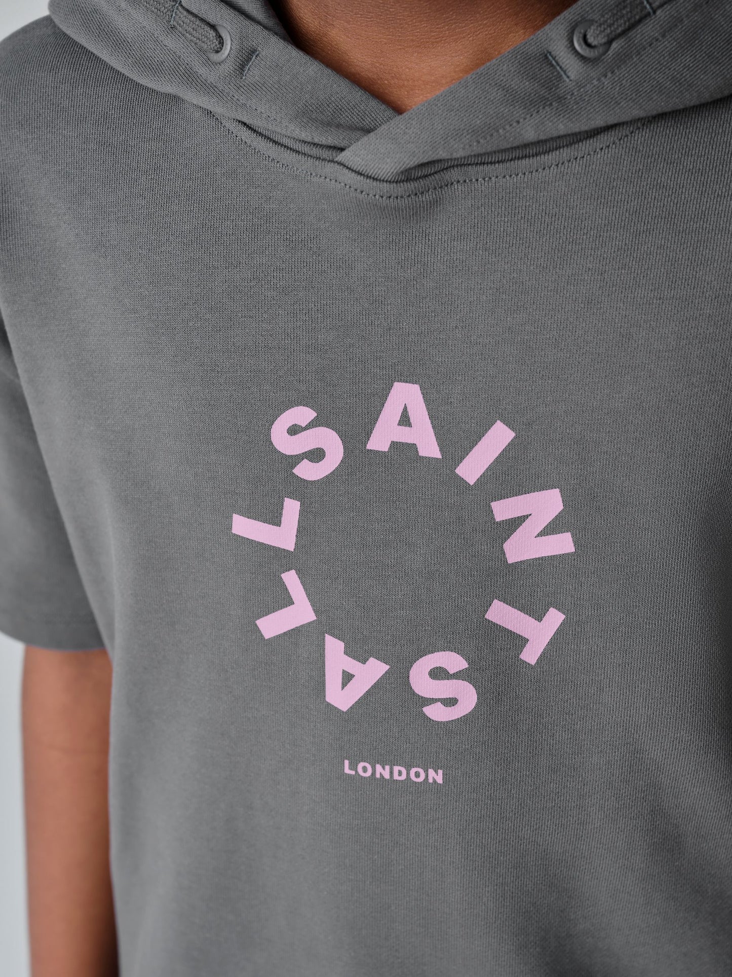 Dsiney Kidz - smALLSAINTS Charcoal Grey Tierra Oversized Short Sleeve Hoodie and Shorts Set image 7