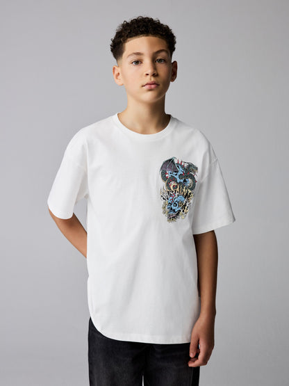 Dsiney Kidz - smALLSAINTS White/Writher Oversized Graphic Crew Neck T-Shirt image 1