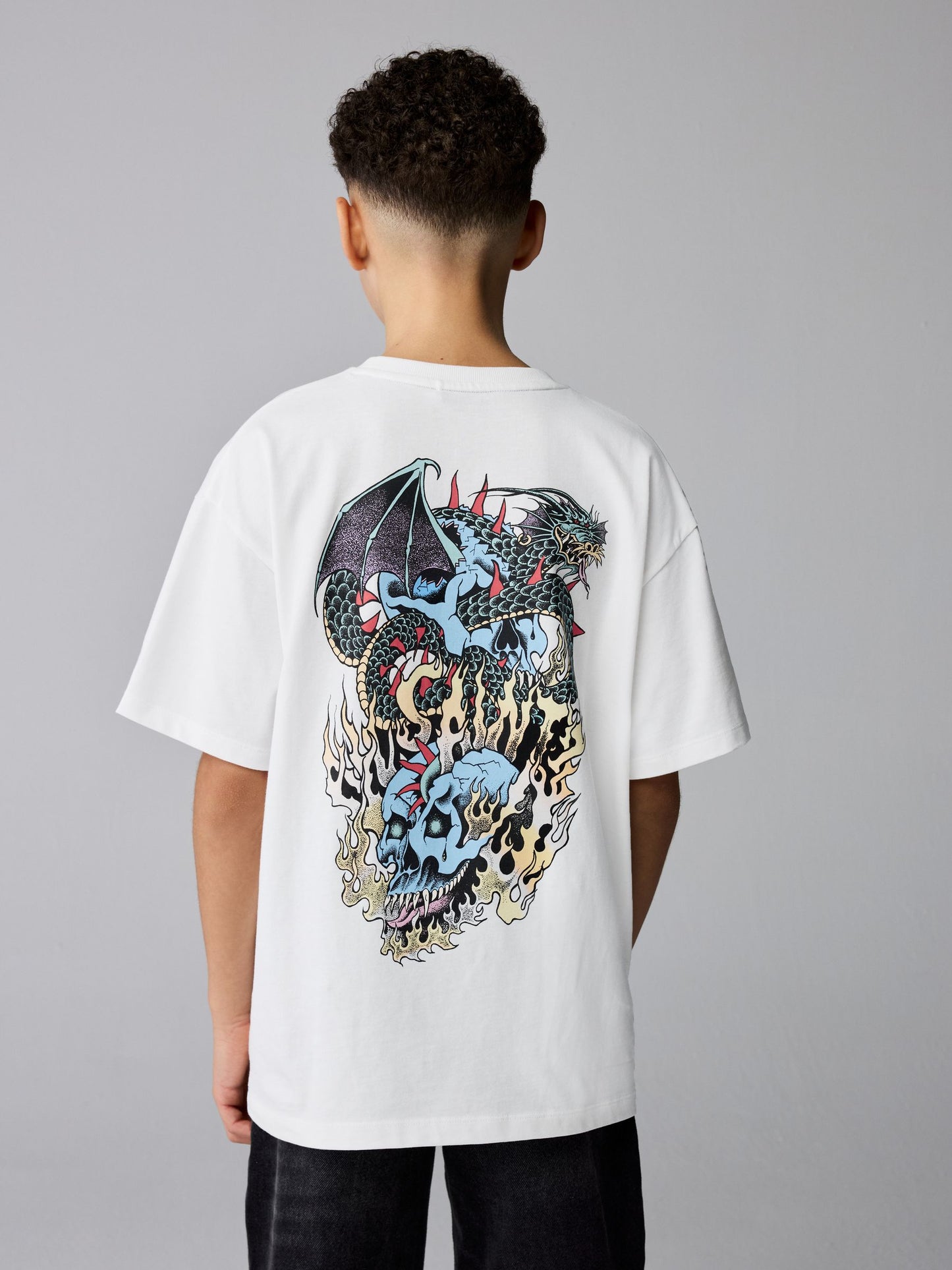 Dsiney Kidz - smALLSAINTS White/Writher Oversized Graphic Crew Neck T-Shirt image 2