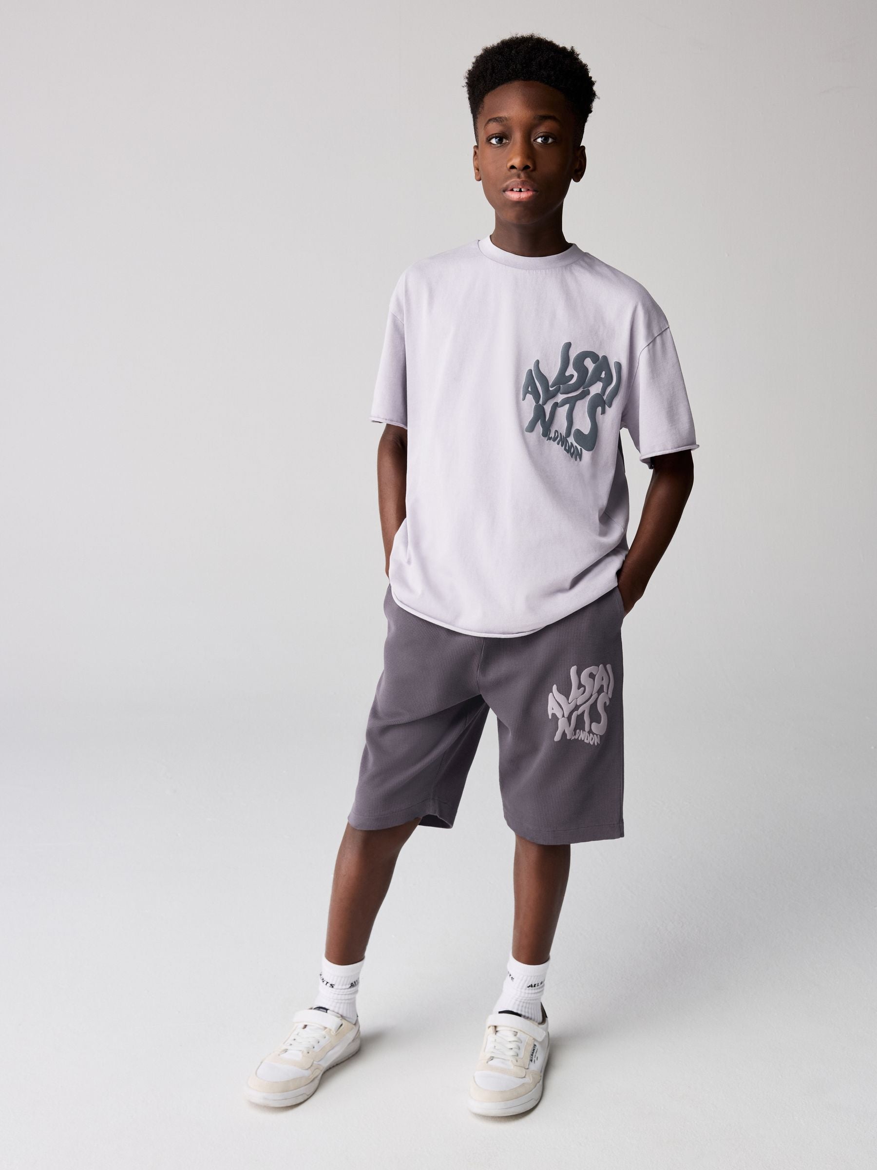 Dsiney Kidz - smALLSAINTS Washed Purple/Waffle Orlando T-Shirt and Sweat Shorts Set image 1