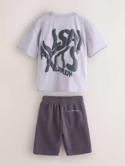 Dsiney Kidz - smALLSAINTS Washed Purple/Waffle Orlando T-Shirt and Sweat Shorts Set image 7