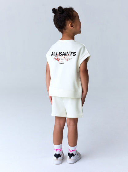 smALLSAINTS White Amore Underground Short Sleeve Sweatshirt and Shorts Younger Set image 3