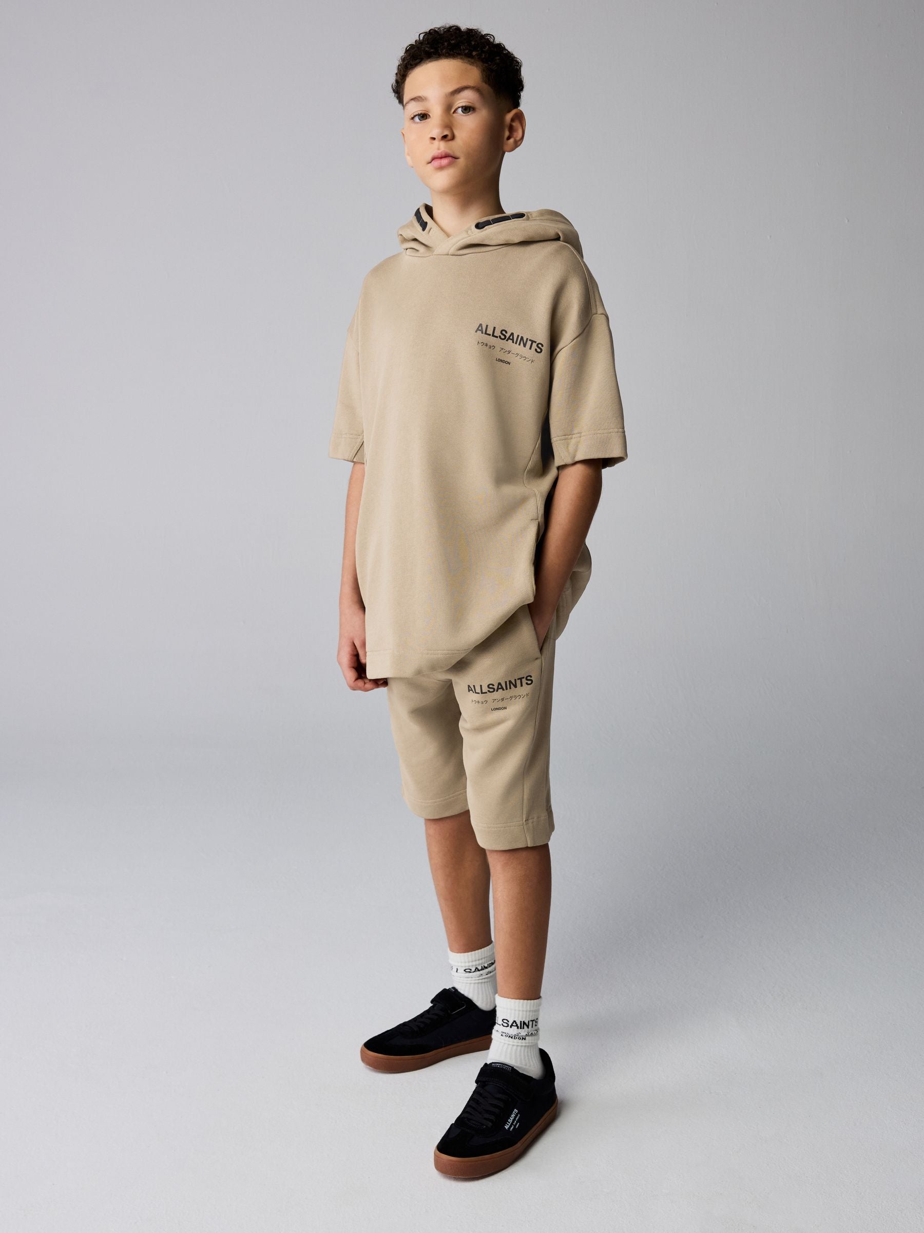 Dsiney Kidz - smALLSAINTS Neutral Underground Oversized Short Sleeve Hoodie and Shorts Set image 1