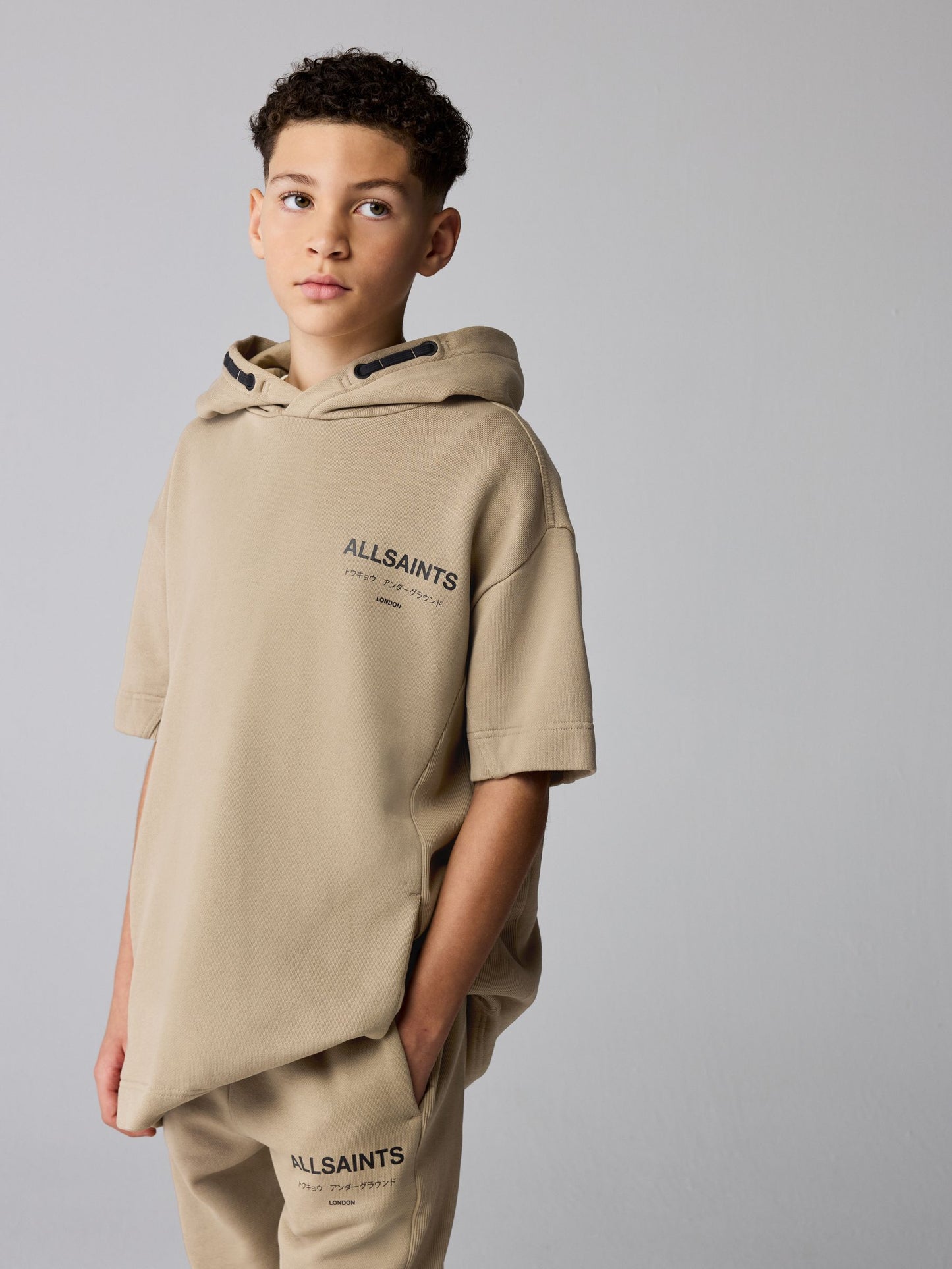 Dsiney Kidz - smALLSAINTS Neutral Underground Oversized Short Sleeve Hoodie and Shorts Set image 3