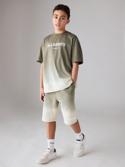 Dsiney Kidz - smALLSAINTS Khaki Green Ombre Logo T-Shirt and Sweat Shorts Set image 1