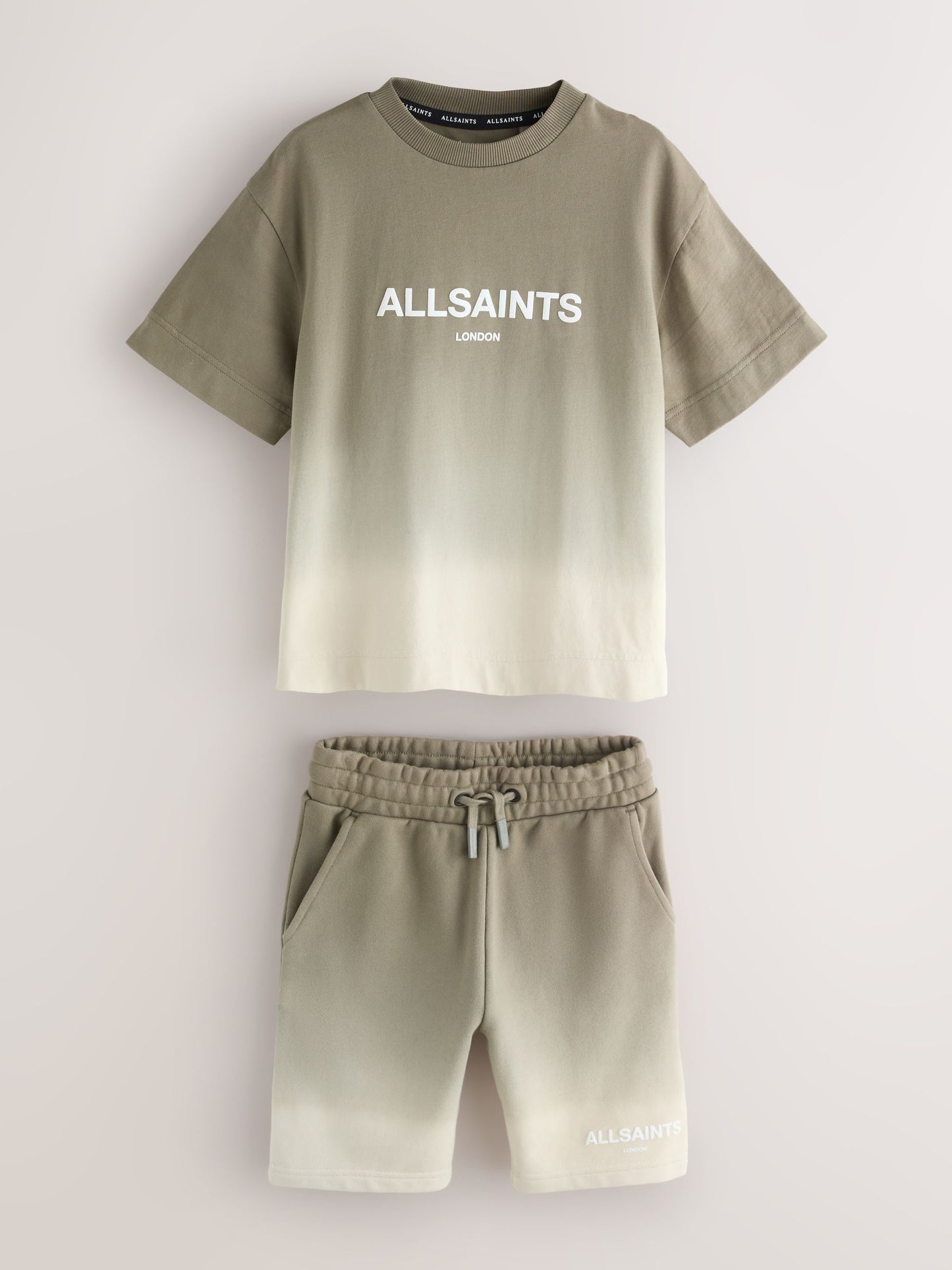 Dsiney Kidz - smALLSAINTS Khaki Green Ombre Logo T-Shirt and Sweat Shorts Set image 7