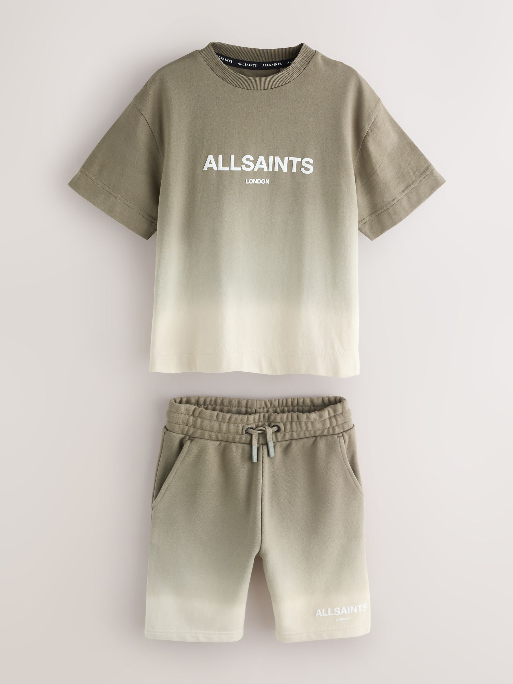 Dsiney Kidz - smALLSAINTS Khaki Green Ombre Logo T-Shirt and Sweat Shorts Set image 7