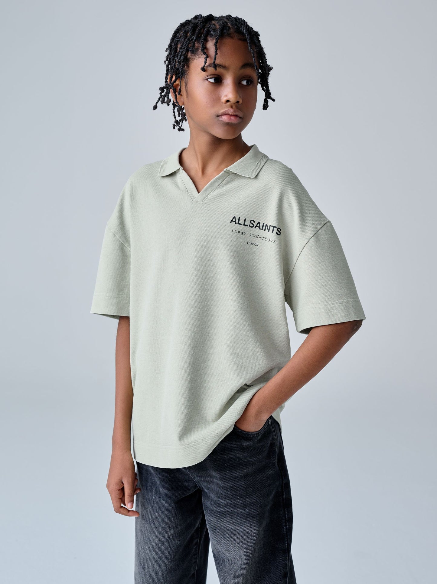 Dsiney Kidz - smALLSAINTS Mint Green Underground Open Collar Polo Shirt image 1