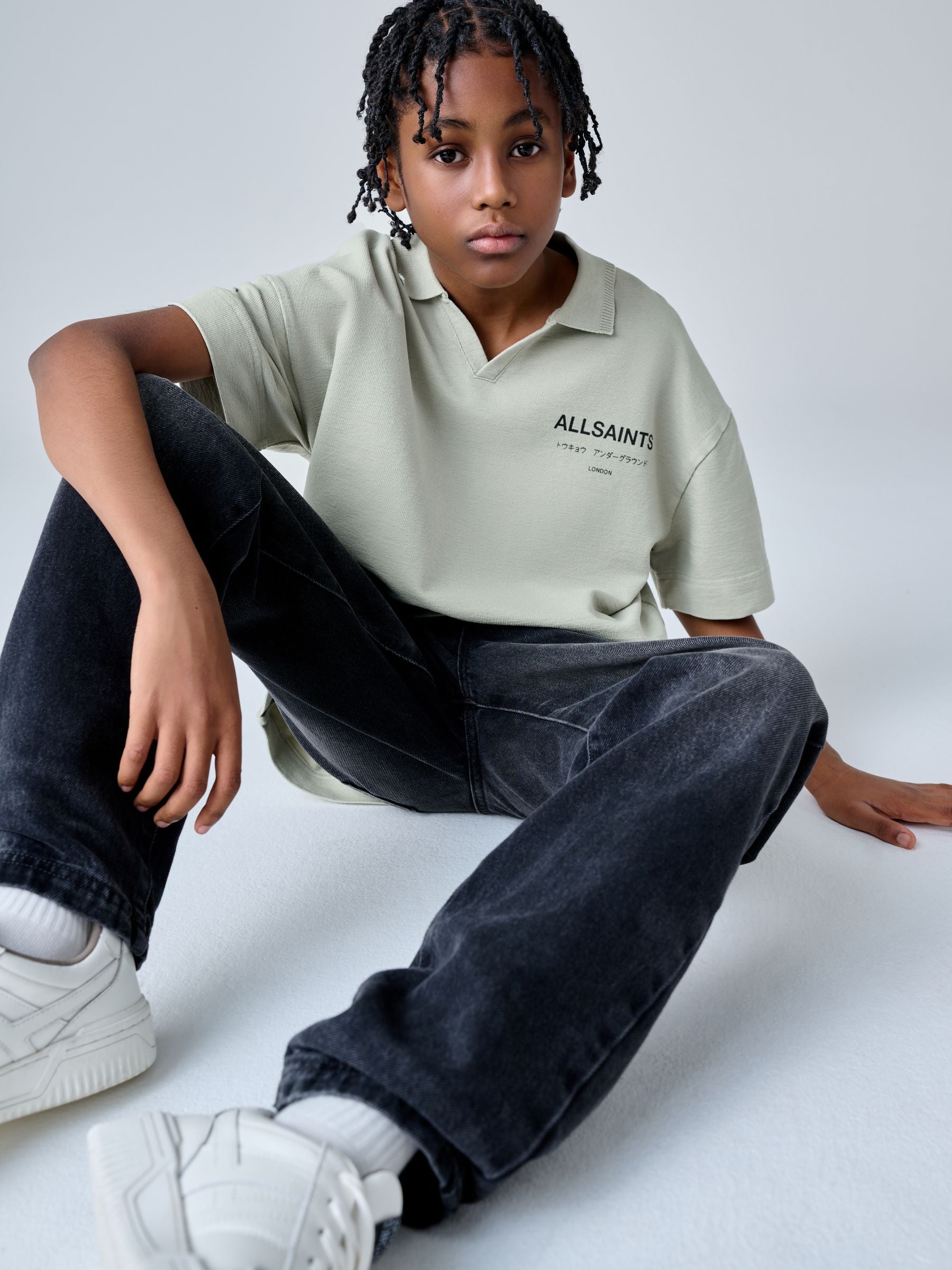 Dsiney Kidz - smALLSAINTS Mint Green Underground Open Collar Polo Shirt image 3