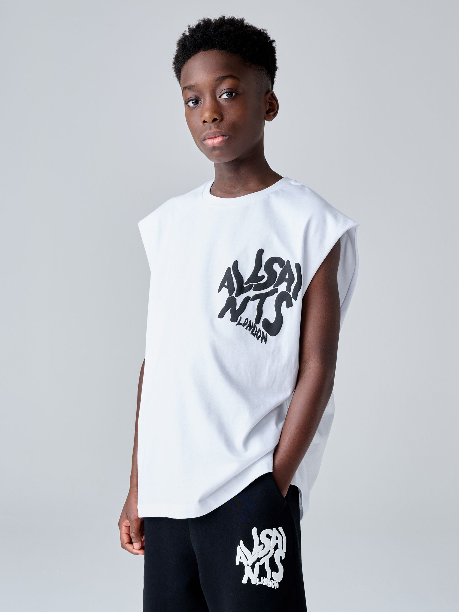 Dsiney Kidz - smALLSAINTS White Orlando Logo Oversized Crew Neck Sleeveless T-Shirt image 1