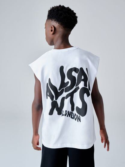 Dsiney Kidz - smALLSAINTS White Orlando Logo Oversized Crew Neck Sleeveless T-Shirt image 2