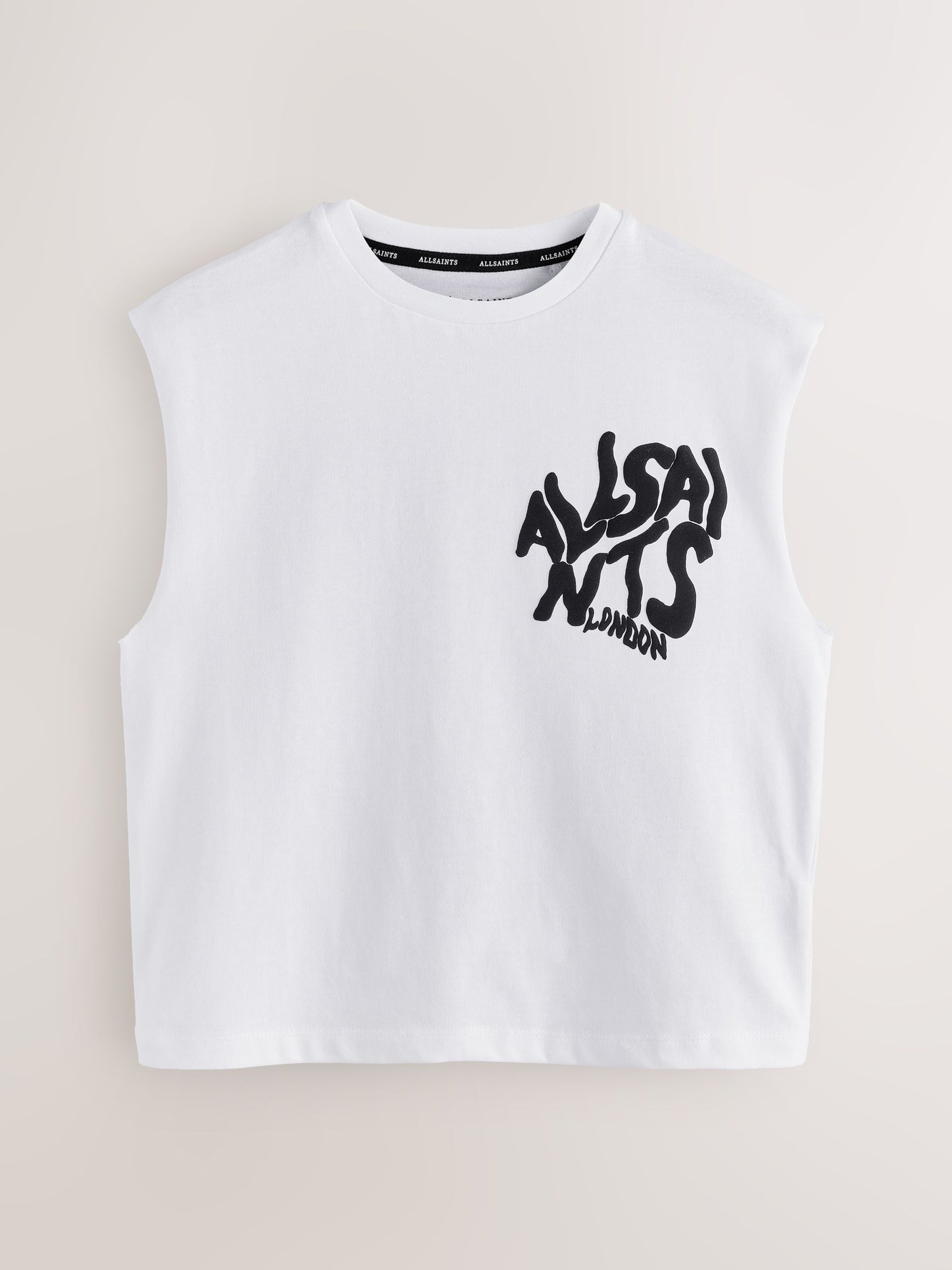 Dsiney Kidz - smALLSAINTS White Orlando Logo Oversized Crew Neck Sleeveless T-Shirt image 5