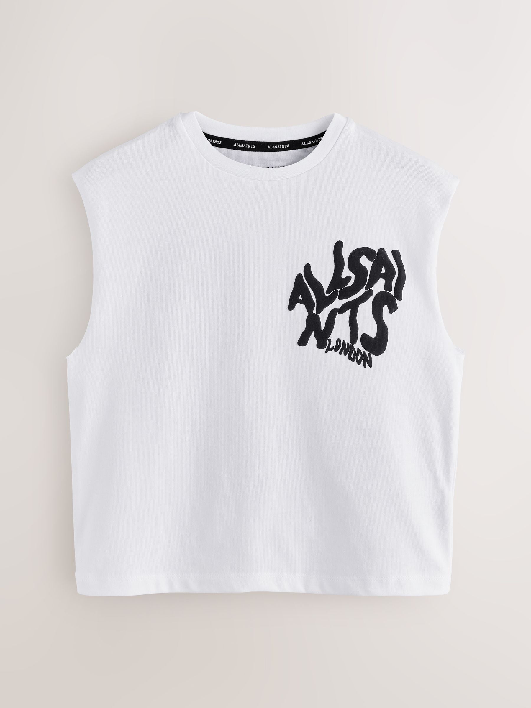 Dsiney Kidz - smALLSAINTS White Orlando Logo Oversized Crew Neck Sleeveless T-Shirt image 5