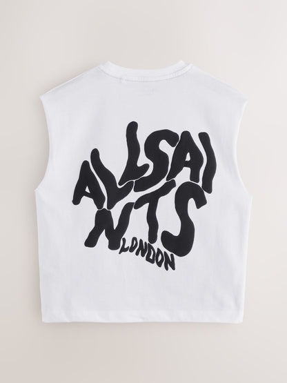 Dsiney Kidz - smALLSAINTS White Orlando Logo Oversized Crew Neck Sleeveless T-Shirt image 6