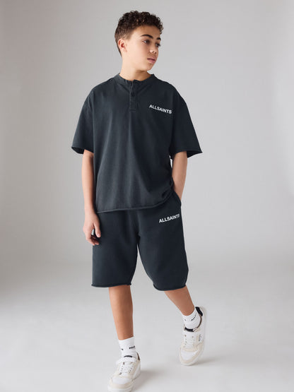 Dsiney Kidz - smALLSAINTS Black Henley Top and Sweat Shorts Set image 1