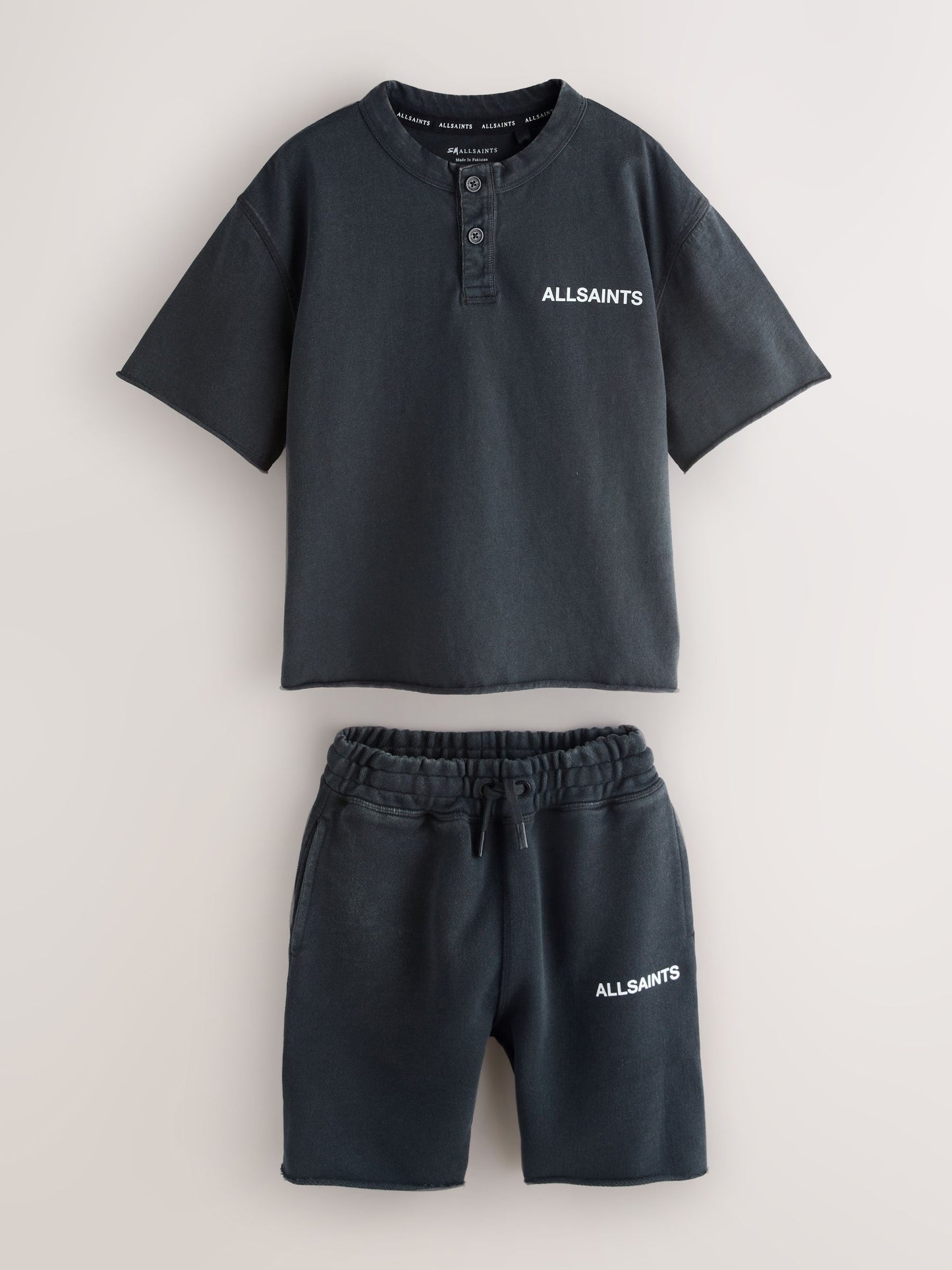 Dsiney Kidz - smALLSAINTS Black Henley Top and Sweat Shorts Set image 5