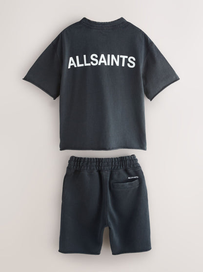 Dsiney Kidz - smALLSAINTS Black Henley Top and Sweat Shorts Set image 6