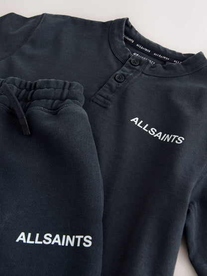 Dsiney Kidz - smALLSAINTS Black Henley Top and Sweat Shorts Set image 8