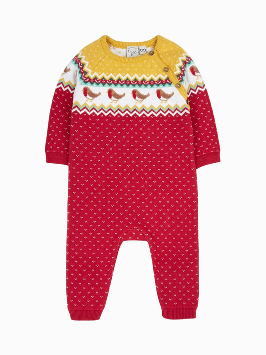 Frugi Red Christmas Knitted Romper image 1