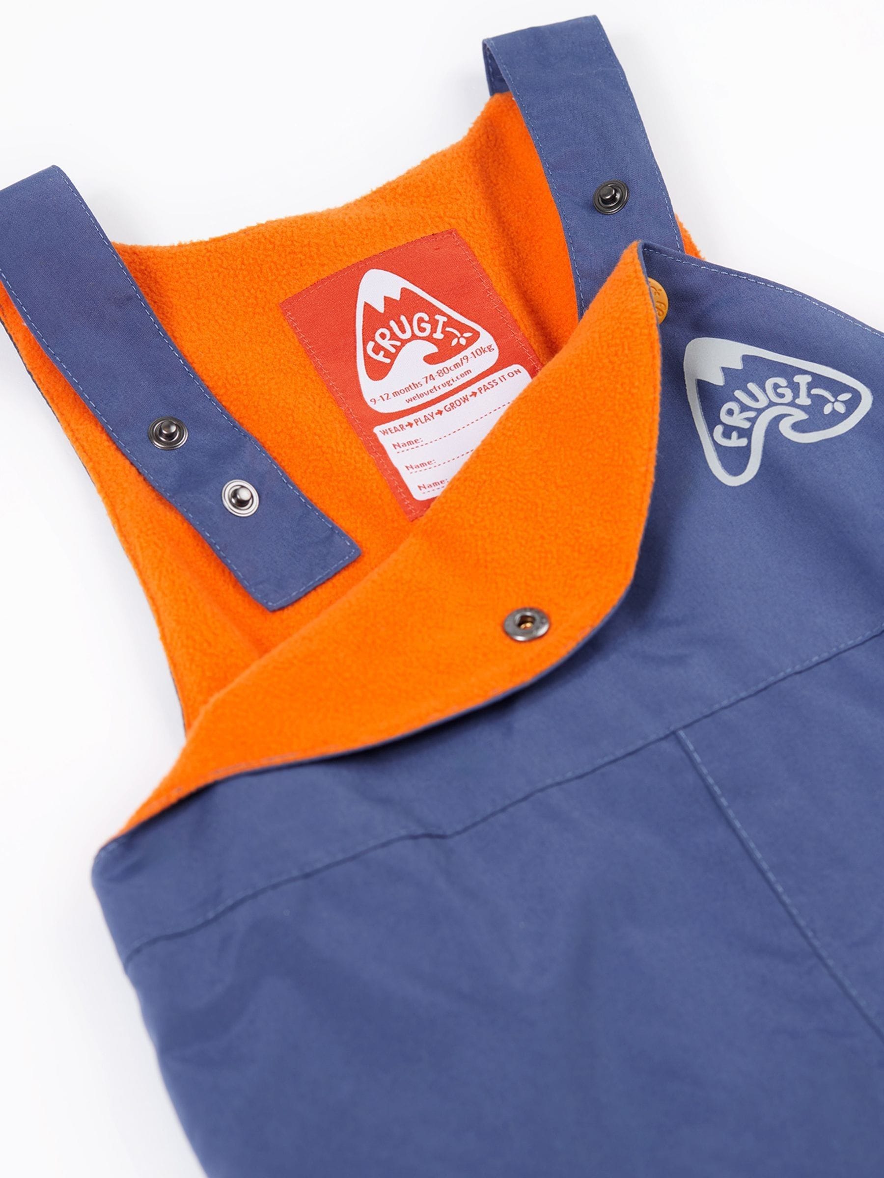 Frugi Blue Little Waterproof Dungarees image 5