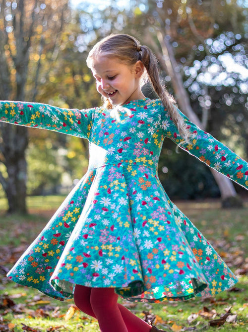 Frugi Green Sofia Skater Dress image 1