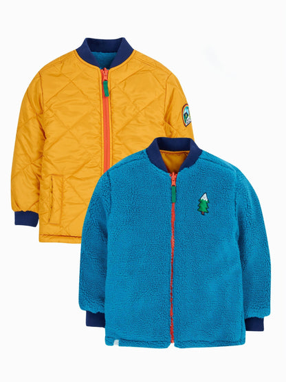 Dsiney Kidz - Frugi Yellow Robin Reversible Quilted Jacket image 1