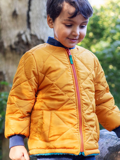Dsiney Kidz - Frugi Yellow Robin Reversible Quilted Jacket image 2