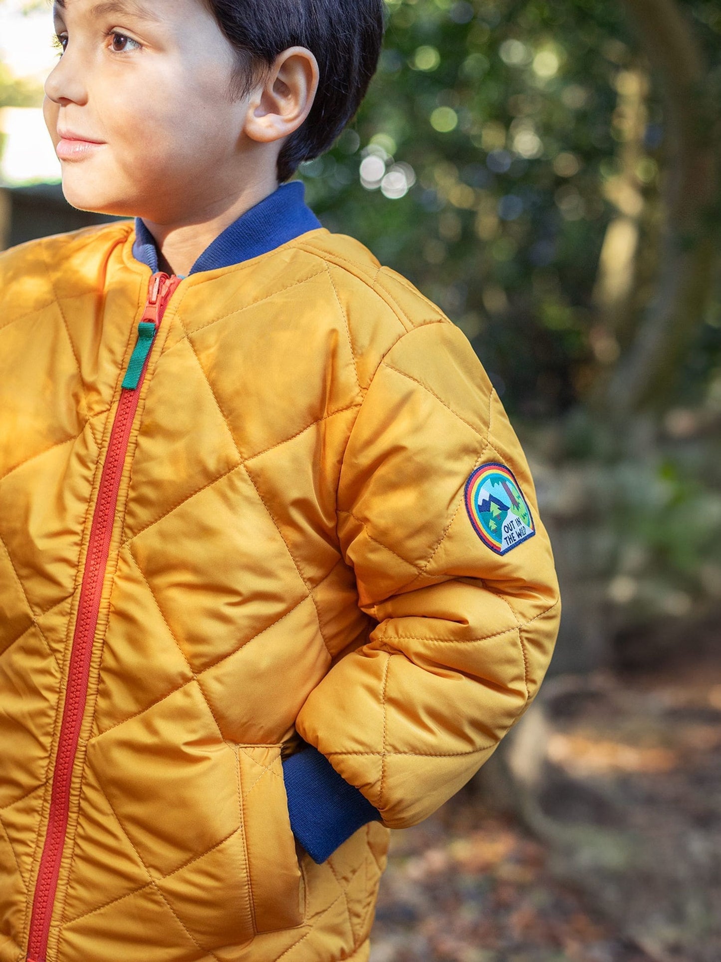 Dsiney Kidz - Frugi Yellow Robin Reversible Quilted Jacket image 3