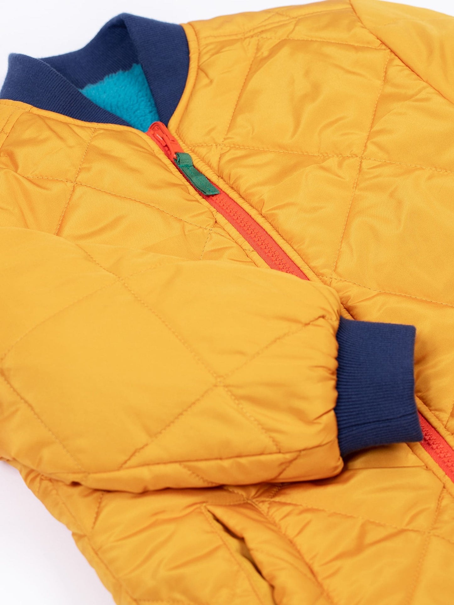 Dsiney Kidz - Frugi Yellow Robin Reversible Quilted Jacket image 4