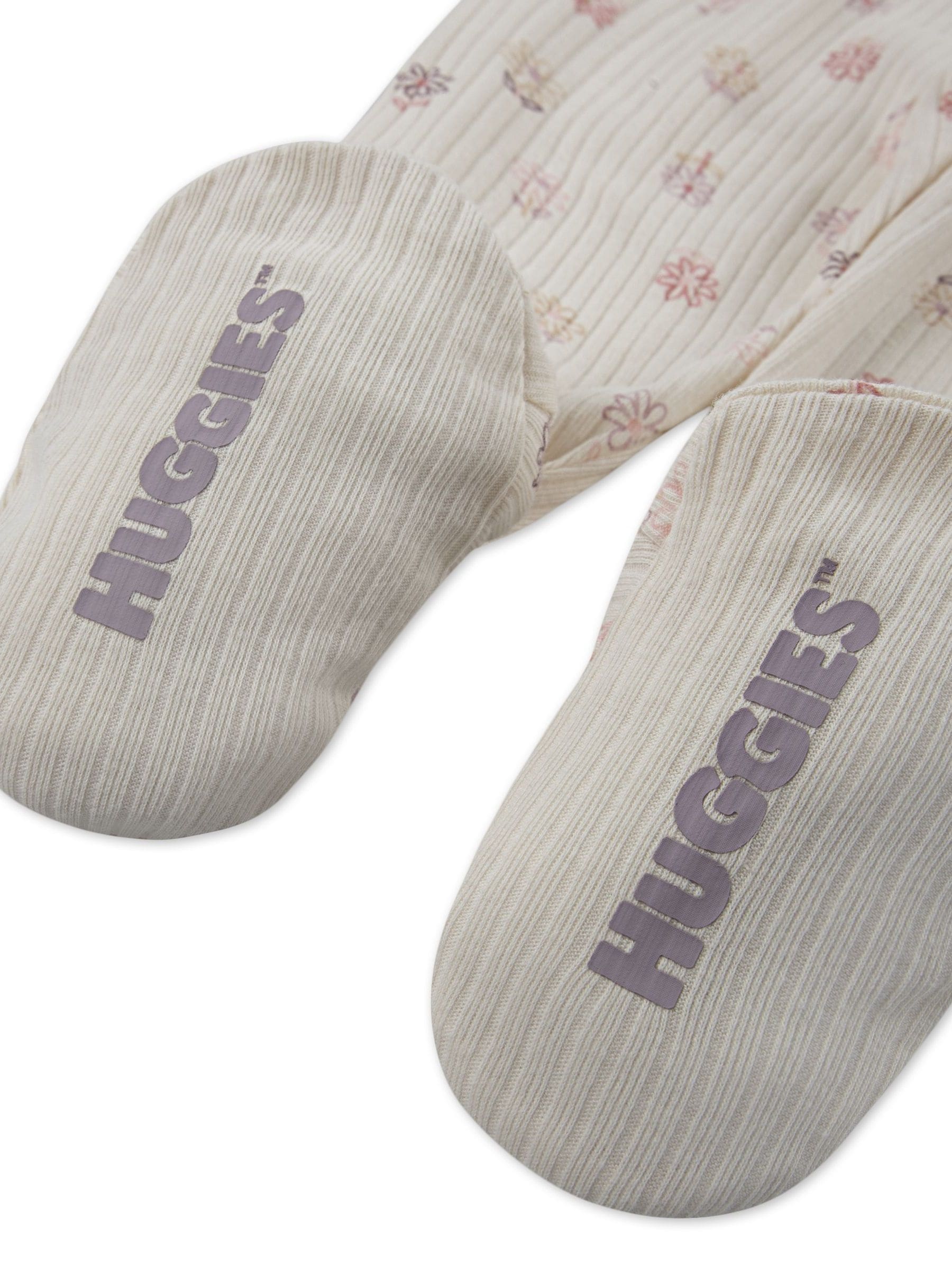 Huggies Pink Floral Print Top Bodysuit & Footed Leggings 3 Piece Set image 3