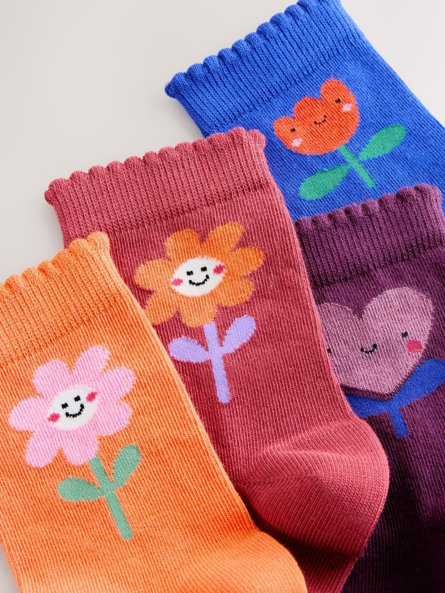 Multi Cotton Rich Flower and Heart Ankle Socks 4 Pack image 2