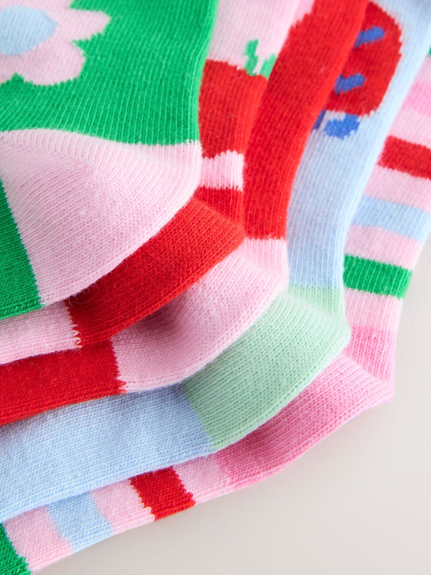 Pink Red and Green Cotton Rich Charcter Ankle Socks 5 Pack image 3