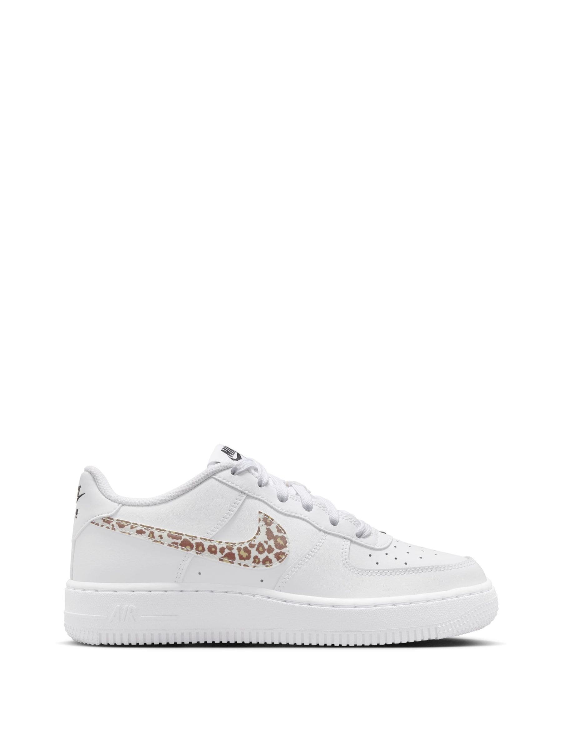 Nike White/Leopard Print Youth Air Force 1 Trainers image 1