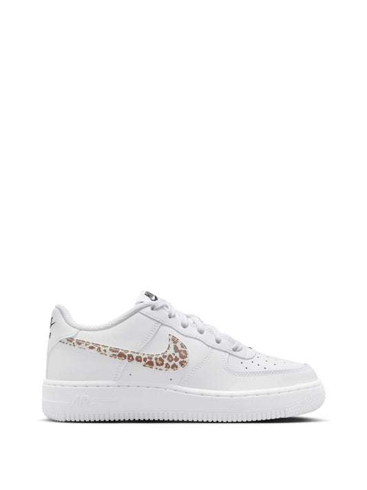 Nike White/Leopard Print Youth Air Force 1 Trainers image 1