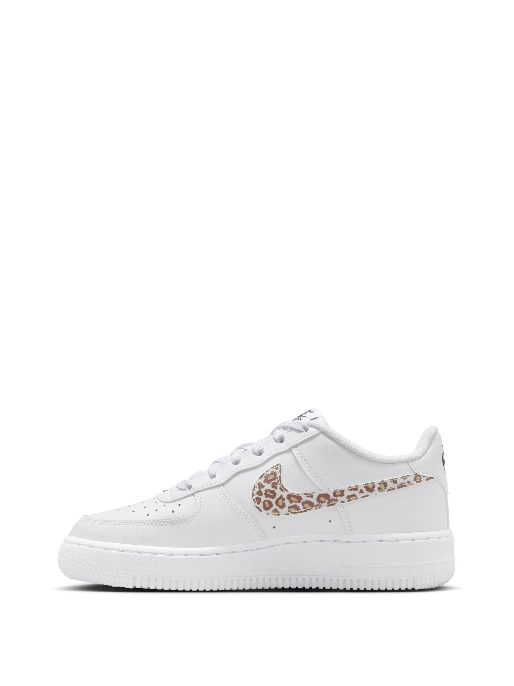 Nike White/Leopard Print Youth Air Force 1 Trainers image 2