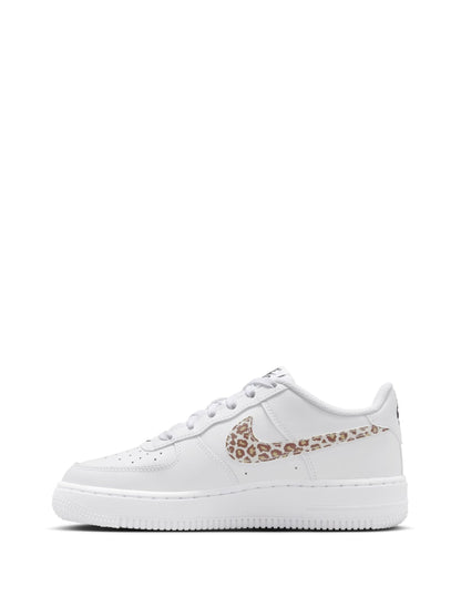 Nike White/Leopard Print Youth Air Force 1 Trainers image 2
