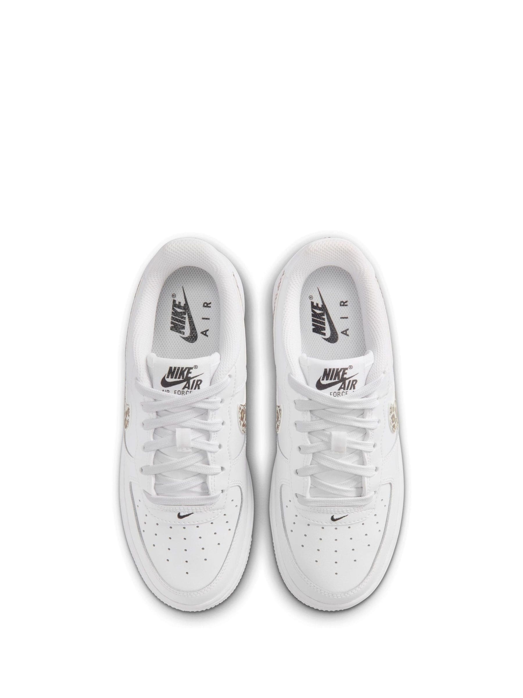 Nike White/Leopard Print Youth Air Force 1 Trainers image 5