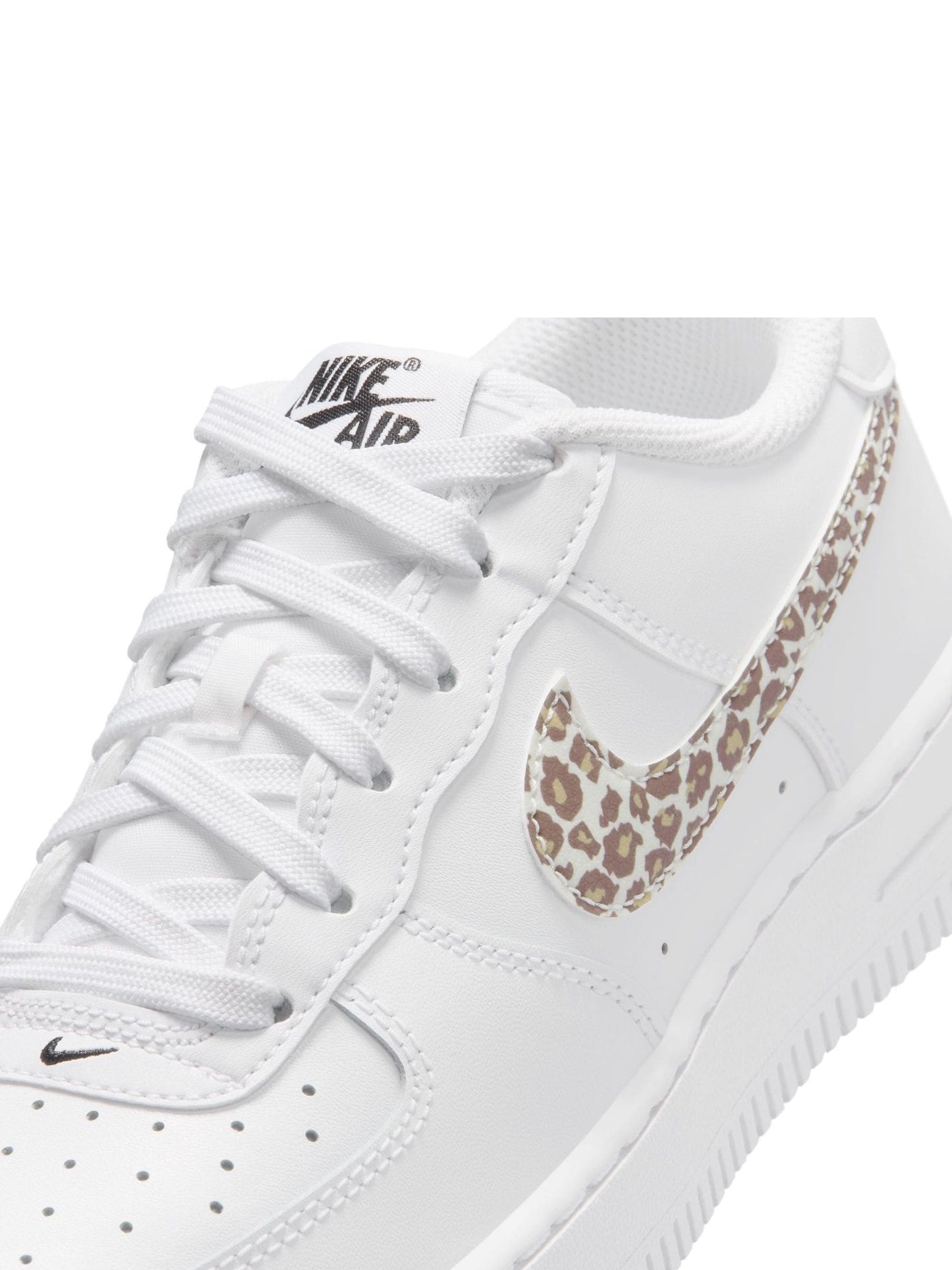 Nike White/Leopard Print Youth Air Force 1 Trainers image 6