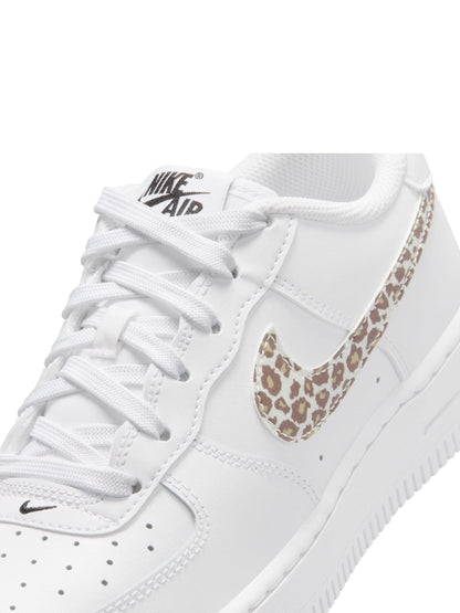 Nike White/Leopard Print Youth Air Force 1 Trainers image 6